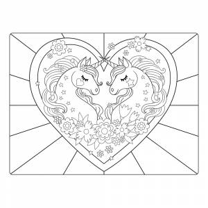 Раскраска Влюблённые единороги