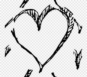 Сердце Черно-белый рисунок, рисованная любовь, любовь, карандаш png