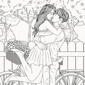 Влюбленная пара раскраска