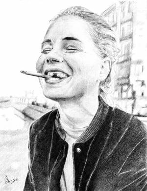 Фото Рисунок карандашом девушки с сигаретой