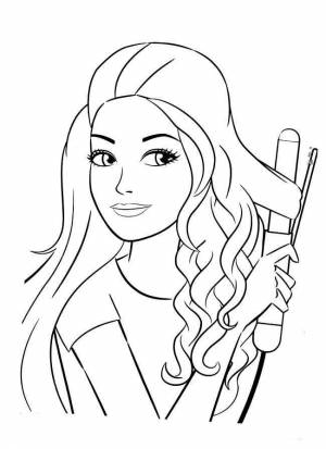 Модное платье девочка делает завивку Красивые раскраски цветов