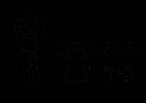 Раскраска Кукла и одежда