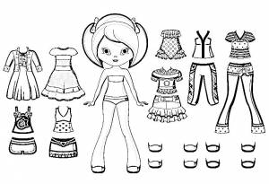 Раскраски куклы с одеждой для вырезания для девочек