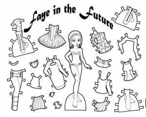 Раскраски куклы с одеждой для вырезания для девочек