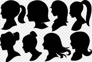 силуэты профиля женской прически