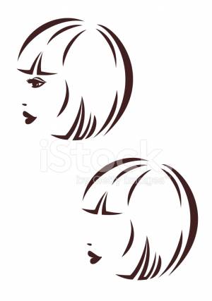 Волосы Стиль Значок, Женский Профиль, Стрижка Боб Стоковый Вектор