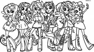 Раскраска Девочки из Эквестрии Эквестрия Герлз
