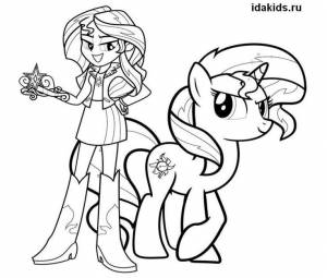 Раскраска Девочки из Эквестрии Сансет Шиммер