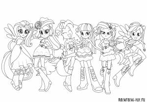 Распечатать раскраски Девочки из Эквестрии 3