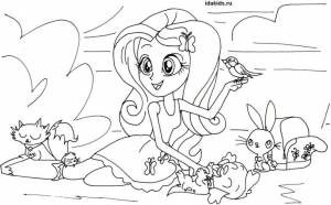 Раскраска Флаттершай из Эквестрии