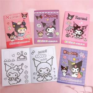 Книжка-раскраска Sanrio Kuromi для детей дошкольного возраста, милый мультяшный рисунок, граффити, с наклейками, канцелярские принадлежности