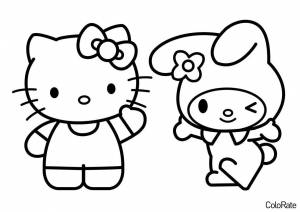 Раскраска Мелоди и Хелло Китти