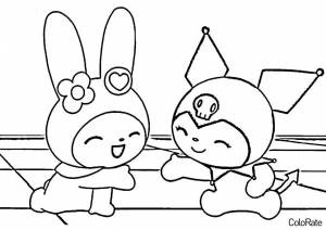 Раскраска Мелоди и Куроми подружсь