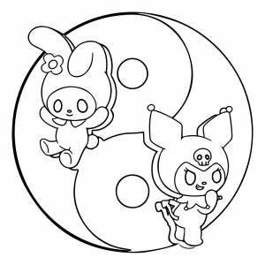 Раскраска Инь-ян Куроми и Май Мелоди