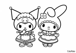 Раскраска Новые наряды для Мелоди и Куроми