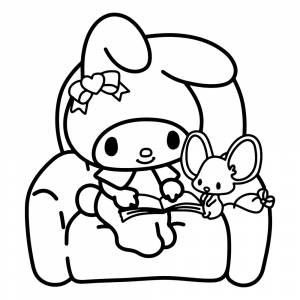 Раскраска Май Мелоди с мышонком в кресле