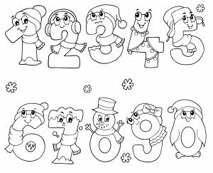 Раскраска Зимние цифры