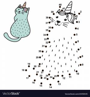 Котик по цифрам раскраска