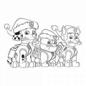 Раскраска Щенячий патруль на Новый год