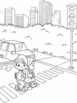 Раскраска ПДД черно белая для детей