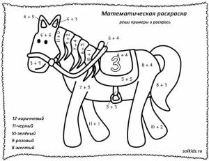 Математические раскраски для 1,2,3 Класса с примерами для школьников