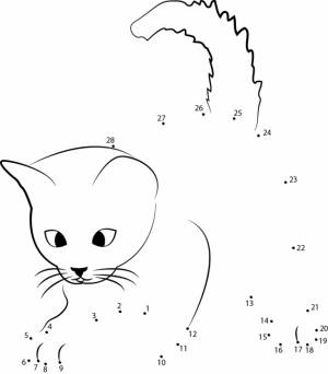 Раскраски по точкам котики