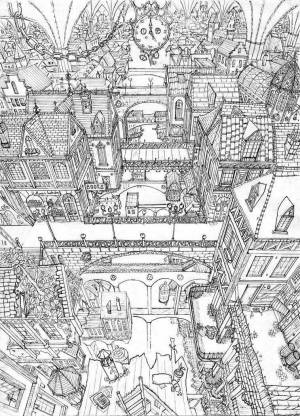 Раскраски Сложная город