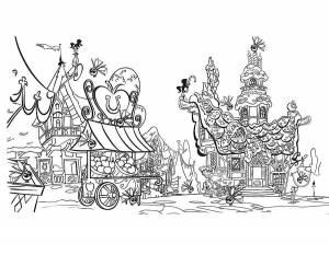 Раскраски Раскраска Сказочная деревушка город