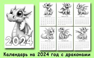 раскраска календарь 2024