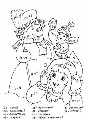 Раскраски с примерами на сложение   в формате