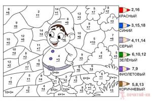 Раскраски с примерами на сложение