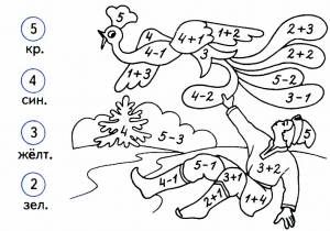 Раскраска с примерами в пределах 10