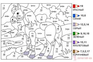 Раскраски с примерами на сложение