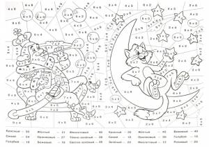 Раскраска Король и котенок на луне