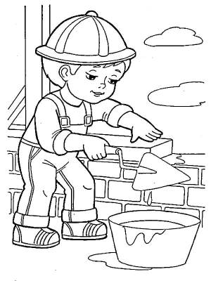Раскраски профессии, Раскраска Строитель Профессии