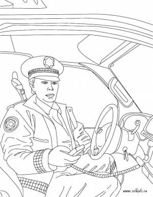Раскраски Раскраска Полицейский полицейский профессии