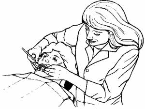 Раскраски врач, Раскраска Зубной врач профессии