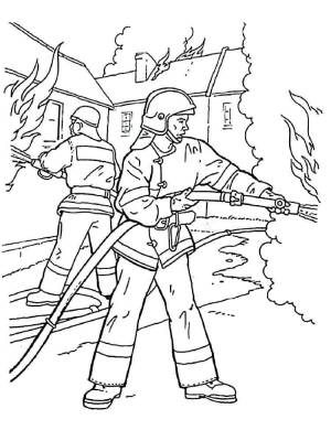 Раскраска Пожарный