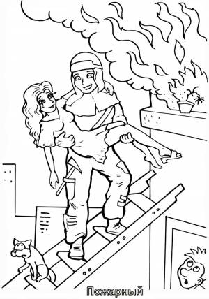 Раскраска работа пожарных