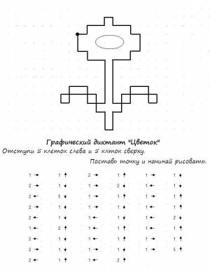 Раскраски диктант, Раскраска Графический диктант цветок графический диктант