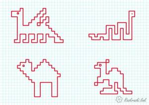 Раскраски Графический диктант дракон змея верблюд кенгуру графический диктант