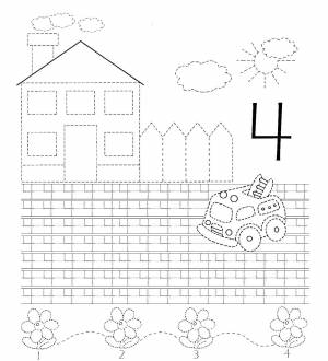 Раскраски Раскраска Прописи по точкам 4 прописи цифры