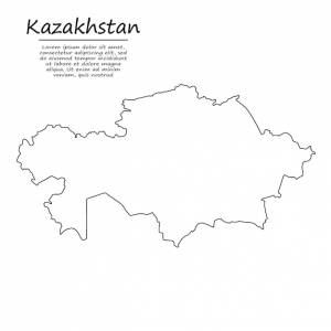 Простая контурная карта казахстана в стиле эскизных линий