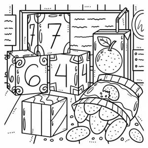 Числовые кубики изолированные раскраски для детей