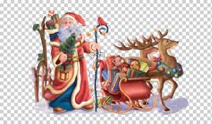 Дед Мороз и олень, Санта-Клаус Рождество Новый год День Святого Николая Настольный, Дед Мороз, праздники, фотография, новогоднее украшение png