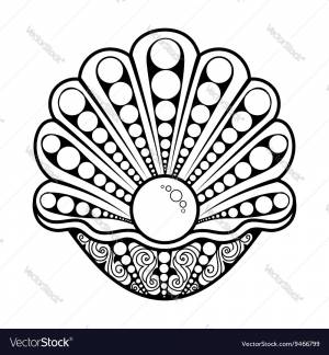 Раскраска ракушка с жемчужиной