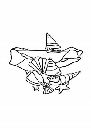 Раскраски, Ракушки, ракушка Ракушка, пляж, Море, пляж пляж раскраска лето пляж котенок пальма солнце, Пейзаж, пляж, Летнее веселье, Песочный пляж у океана