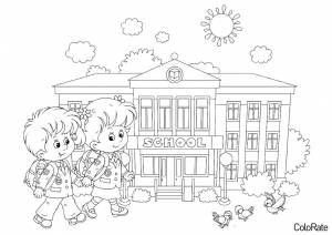 Раскраска Первый день в школе