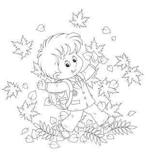 Раскраски Раскраска Осенью в школу школа