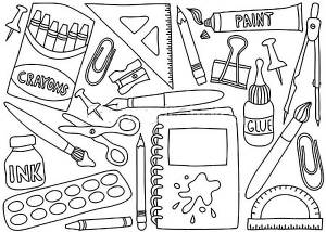 Раскраска школьные принадлежности